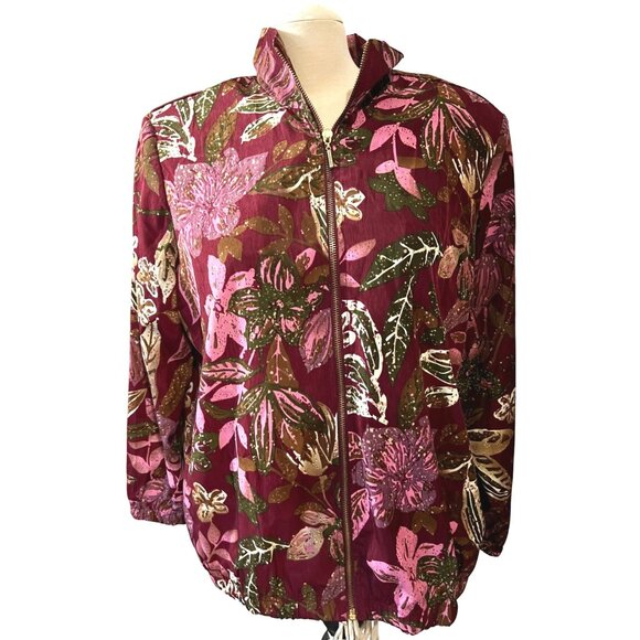 Vintage Seventies Cottage Core Windbreaker Sz M Petite Womens by Blair Floral Bu - Picture 1 of 8